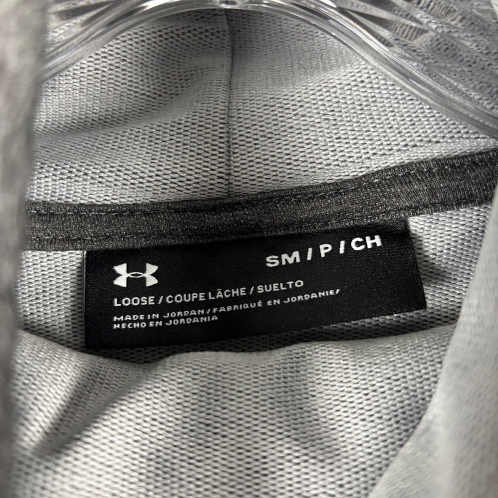 Women’s, Under Armour, Charcoal Gray, Funnel Neck Sweatshirt S with Mesh Sleeves - Picture 3 of 9